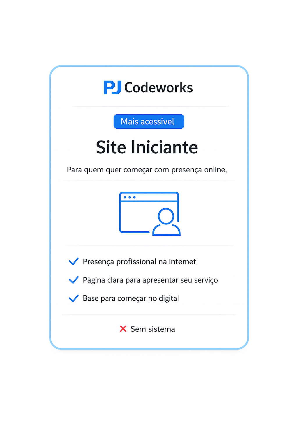 Prévia artística do site institucional enxuto e profissional